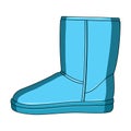 Warm winter blue ugg boots. Comfortable winter shoes for everyday wear .Different shoes single icon in cartoon style