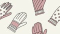 Warm Winter Gloves and Knitted Mittens Pattern, vector design Generative AI Royalty Free Stock Photo