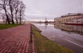 Warm winter morning in citycenter of Saint-Petersburg