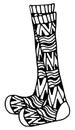 Warm winter socks in Doodle style. Vector illustration of knitted socks artistically decorated with doodle patterns Royalty Free Stock Photo