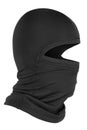 Warm winter sport, black balaclava on white background