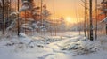 Warm Winter Vibes: Hyperrealistic Landscape Painting