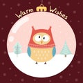 Warm Wishes greeting card with a funny owl