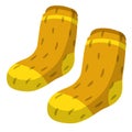 Warm wool socks. Flat illustration. Children drawing. Yellow Clothing for the feet isolated on white background Royalty Free Stock Photo