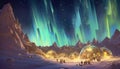 Yellow Auroras Over Arctic Snow: A Nighttime Radiance