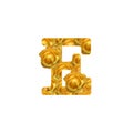 Warm yellow rose letter E, fresh petal alphabet, isolated design element