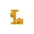 Warm yellow rose letter L, fresh petal alphabet, isolated design element