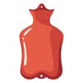 Warmer red flat icon. Pain relief pack with secure screw topper. Hot water rubber bottle.