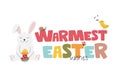 Warmest easter wishes with bunny and singing chick