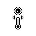 Black solid icon for Warmest, sun and heat Royalty Free Stock Photo