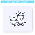 Warming drinks line icon. Editable illuystration