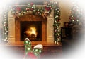 Warming Feet in Christmas Socks by Fire Royalty Free Stock Photo