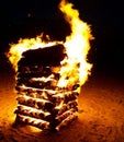 A warming fire on the sandy beach at night of RÃÂ¼gen at Easter time