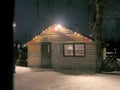 Warming hut at night Royalty Free Stock Photo