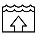 Warming sea level icon outline vector. Flood change