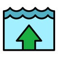 Warming sea level icon vector flat