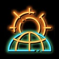 Warming Sun Planet Problem neon glow icon illustration