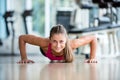 Warming up and doing some push ups a the gym Royalty Free Stock Photo