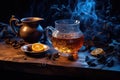 Warming winter drinks and winter teas on a light background. Health and nutrition concept