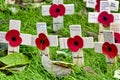 Poppy Rembrance Crosses at the church of St Lawrence, Warminster