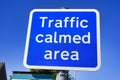 A Traffic Calmed Area road sign in a residential street Royalty Free Stock Photo