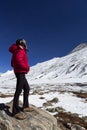 Woman at Zero Point in Sikkim.