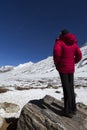 Woman at Zero Point in Sikkim.