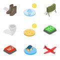 Warmonger icons set, isometric style Royalty Free Stock Photo