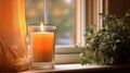 warmth candle in window Royalty Free Stock Photo