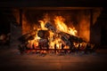 Warmth radiates from the fireplace, where flames dance with grace