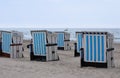 Warnemunde Baltic sea coast with beach chairs Royalty Free Stock Photo