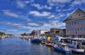 WarnemÃÂ¼nde, Rostock, Germany A view of the old canal that runs through the center of this tourist town lined with restaurants, Royalty Free Stock Photo