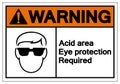 Warning Acid Area Eye Protection Required Symbol Sign, Vector Illustration, Isolate On White Background Label. EPS10 Royalty Free Stock Photo