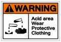 Warning Acid Area Wear Protective Clothing Symbol Sign, Vector Illustration, Isolate On White Background Label .EPS10 Royalty Free Stock Photo