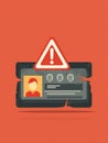 Warning Against Identity Theft With a Broken ID Card and Alert Icon on a Bold Background Royalty Free Stock Photo