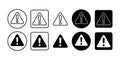 Warning Alert Black Icon Bundle for Caution, Risk, and Error Symbol in Minimal Vector Design Royalty Free Stock Photo