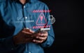 Warning alert popup showing with using technology ai on smartphone.