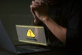 Warning alert system concept, cybercrime and virus, Malicious software, system hacked on computer network, compromised information