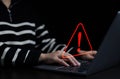 Warning alert system concept, system hacked on computer network, cybercrime and virus, Malicious software, compromised information