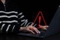 Warning alert system concept, system hacked on computer network, cybercrime and virus, Malicious software, compromised information Royalty Free Stock Photo