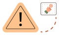 Warning Alert Triangle and Hand Clicking Button Highlighting Action or Decision Royalty Free Stock Photo