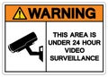 Warning This Area Is Under 24 Hour Video Surveillance Symbol Sign, Vector Illustration, Isolate On White Background Label. EPS10 Royalty Free Stock Photo