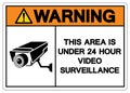 Warning This Area Is Under 24 Hour Video Surveillance Symbol Sign, Vector Illustration, Isolate On White Background Label. EPS10 Royalty Free Stock Photo