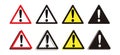 Warning attention icon exclamation mark. Triangular warning symbols with exclamation mark. Royalty Free Stock Photo