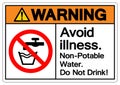 Warning Avoid illness Non Potable Water Do Not Drink Symbol Sign, Vector Illustration, Isolate On White Background Label .EPS10 Royalty Free Stock Photo
