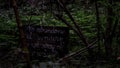 Warning banner about the danger in the Garajonay Park, La Gomera, Canary Islands