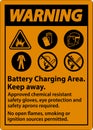 Warning Battery Charging Area Keep Away Sign On White Background Royalty Free Stock Photo