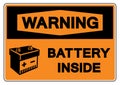 Warning Battery Inside Symbol Sign, Vector Illustration, Isolated On White Background Label .EPS10