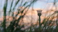 Warning beacon at Westbury, Wiltshire at sunset Royalty Free Stock Photo