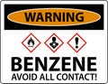 Warning Benzene Avoid All Contact GHS Sign On White Background